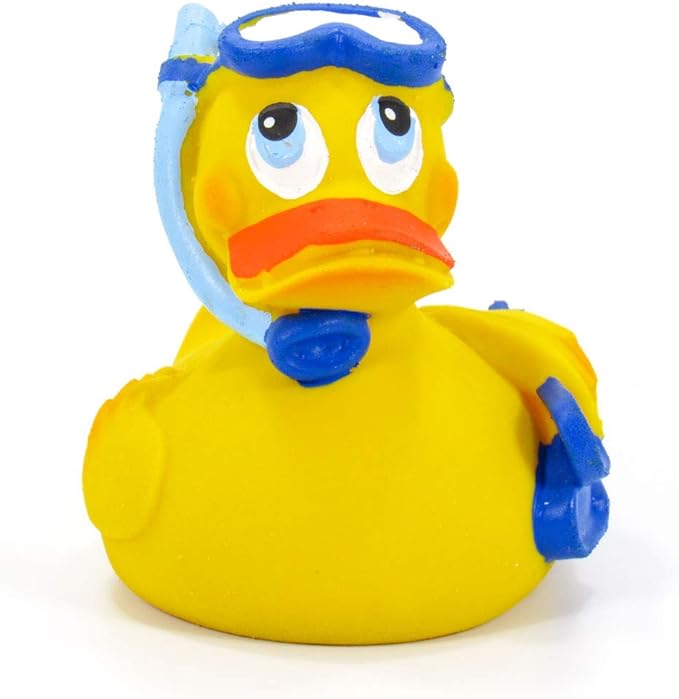 Snorkeling Rubber Duck Bath Toy | All Natural, Organic, Eco Friendly, Squeaker | Collectable | 3” | Imported from Barcelona, Spain