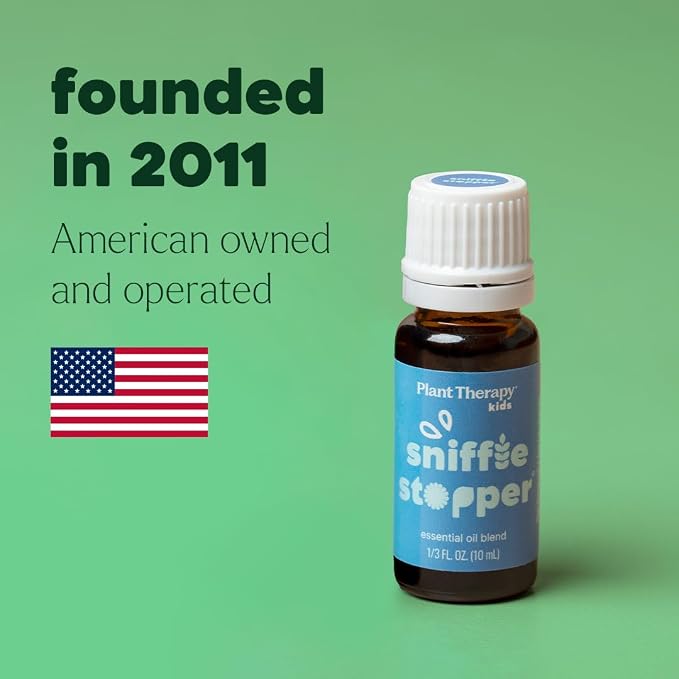 Plant Therapy Kids Sniffle Stopper Essential Oil Blend, 10 mL (1/3 oz), Respiratory Support Essential Oil Blend, Helps Clear Congestion, 100% Pure, Undiluted