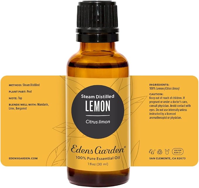 Edens Garden Lemon- Steam Distilled Essential Oil- 100% Pure Premium Grade, Undiluted, Natural, Therapeutic, Aromatherapy, The Best for Diffuser, Skin, Candle, Kid Safe 30 ml (1 fl oz)