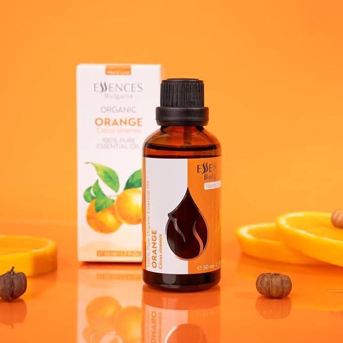 Essences Bulgaria Organic Orange Essential Oil 0.51 Fl Oz 15ml Citrus sinensis - 100% Pure and Natural Undiluted Therapeutic Grade Home Aromatherapy Humidifier Vegan Cosmetic Skincare Candles