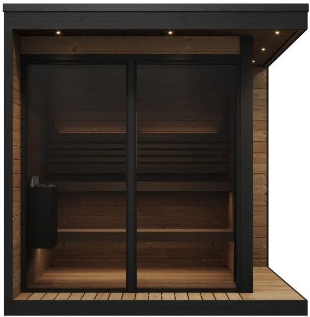 GL6 Outdoor Sauna Kit, Garden Luxury-Series Outdoor DIY Sauna Kit, Thermo-Spruce, up to 6 Persons Bundles (Sauna Heater and Sauna Stones Included) (Drop 9 WiFi - Mirror)