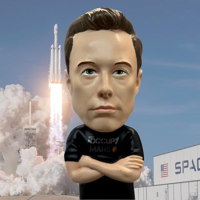 Elon Musk Bobblehead, Entrepreneur and American Patriot, Trump Doge, Premium Polyresin Collectible Statue, 8 Inches Tall, World Leaders Series, Patriots
