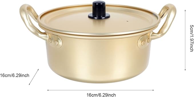 DOITOOL Korean Noodle Pot, Korean Ramen Cooking Pot with Lid Spoon and Chopsticks, Korean Ramen Noodle Pot for Cooking, Soup, Pasta, Stew and More