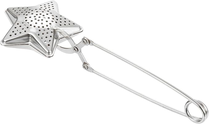 uxcell Star Snap Tea Ball Infuser with Handle, Loose Tea Steeper, Stainless Steel Tea Strainer for Brew Loose Leaf Tea, Silver