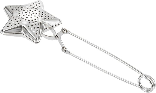 uxcell Star Snap Tea Ball Infuser with Handle, Loose Tea Steeper, Stainless Steel Tea Strainer for Brew Loose Leaf Tea, Silver