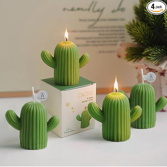 4 Pack Cactus Candles Arizona Gifts, Desert Cake Table Mexican Favors | Mini Scented Succulent, Tropical Desert Style, Texas & New Mexico Souvenir, Holiday Gift for Friends, Teachers & Women