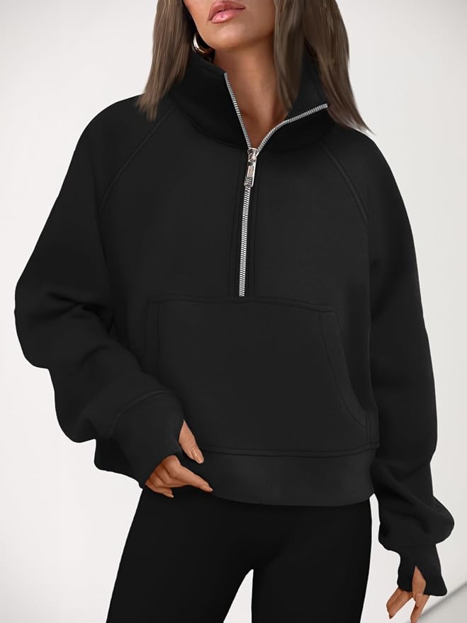 AUTOMET Womens Sweatshirts Half Zip Fleece Pullover Fall Outfits | Fall Fashion Clothes 2026,Cropped Sweatshirts,Cute Y2k Tops,Quarter Zipper Sweater,Winter Loungwear Outfits