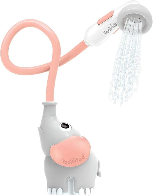 Yookidoo Baby Bath Shower Head - Elephant Bath Toy and Trunk Spout Rinser - for Newborn Babies in Tub Or Sink (Pink)