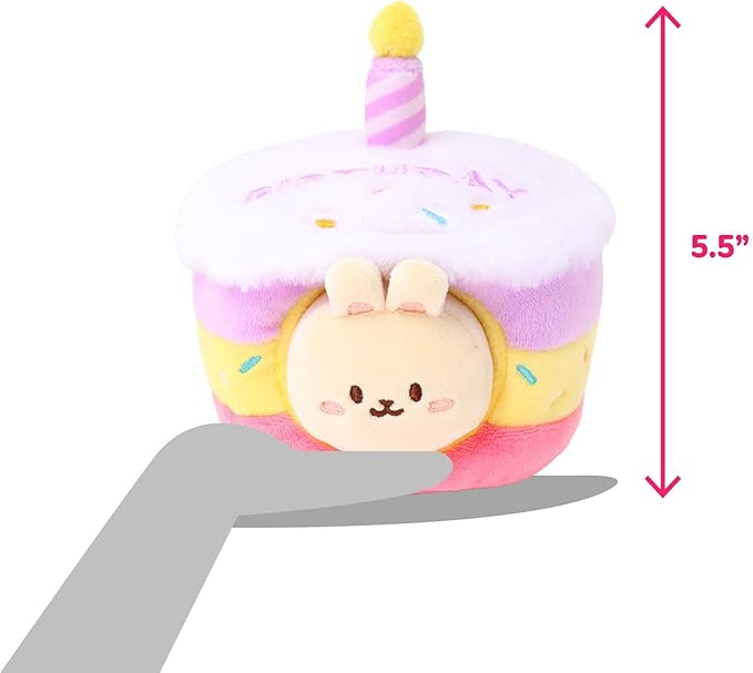 Anirollz Birthday Cake Oufitz Bunniroll Mini Plush – Soft & Cuddly Stuffed Bunny, Cute Collectible Gift for Plush Lovers, 4” Small & Adorable