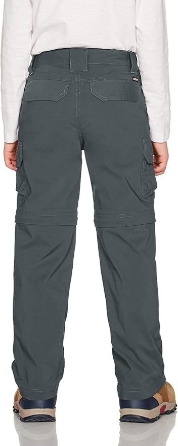 CQR Kids Youth Hiking Cargo Pants, UPF 50+ Quick Dry Convertible Zip Off Pants, Outdoor Camping Pants