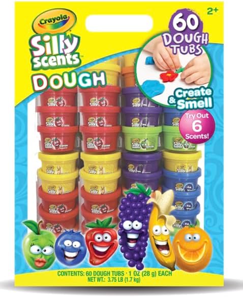 Crayola Silly Scents Dough 60pk x 1oz, Easter Day Gifts & Party Favors, Kids Toys for Party Favor Bags, Modeling Clay, Allergen-Friendly, Non-Toxic, Candy Creativity Alternative