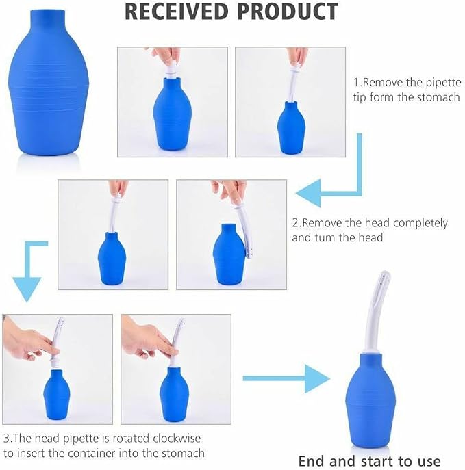 Magik 1-2 Pcs 310ml Anal Douche Bottle Enema Bulb Vaginal Douche Cleaner Bag Kit (1 Pack, Blue)