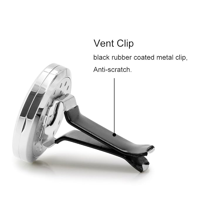 RoyAroma Car Air Freshener, 2PCS 30mm Car Aromatherapy Essential Oil Diffuser Stainless Steel Cars Diffuser with Vent Clip 12 Felt Pads
