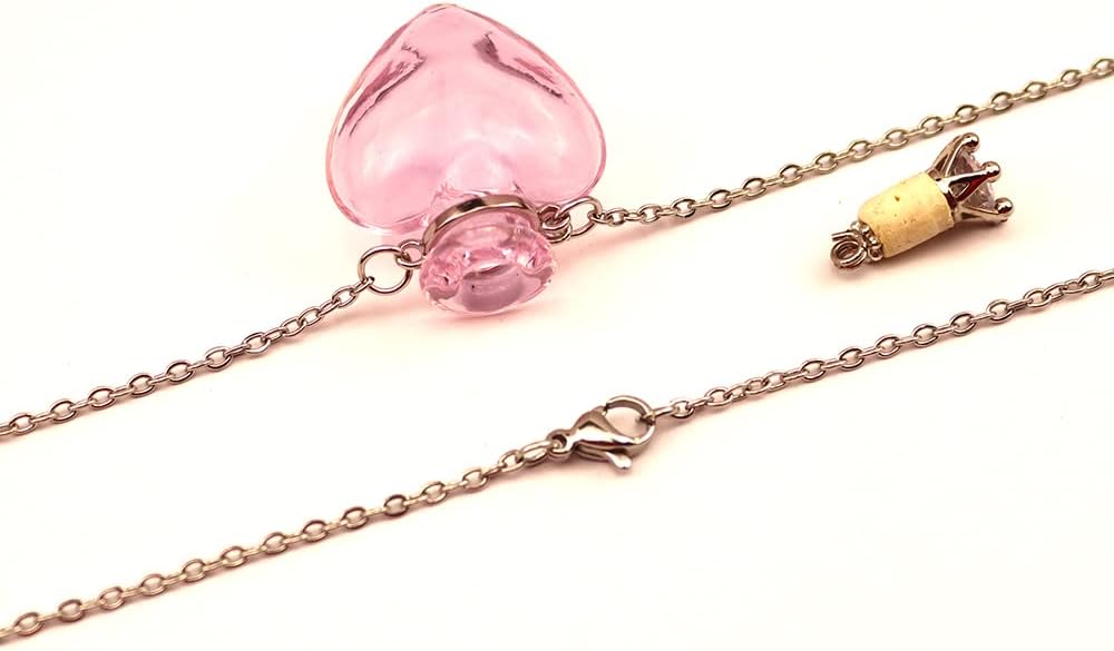 1PC 1PC Colorful Heart Vial Perfume Bottle Necklaces Stainless Steel Chain Make a Wish Aroma Essential Oil Diffuser Pendant necklace Women Jewelry