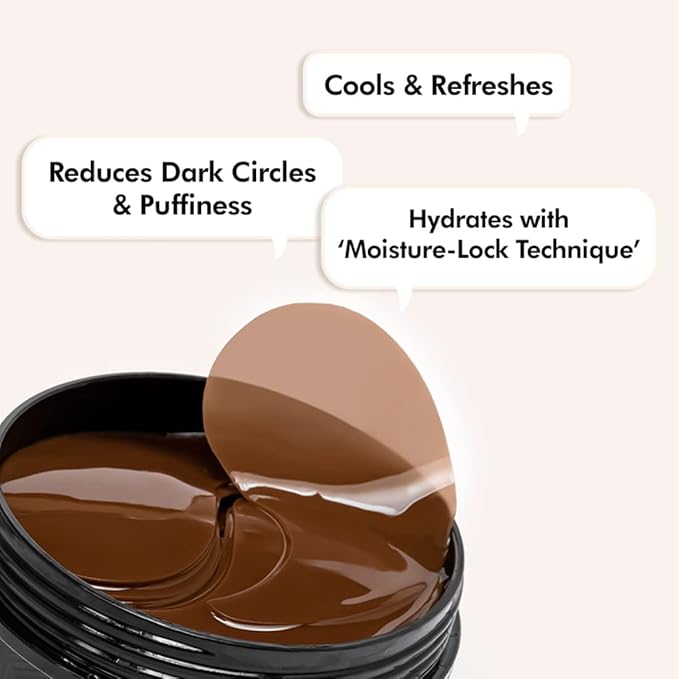 Mcaffeine Coffee Hydrogel Under Eye Patches For Dark Circles & Puffiness Reduction | Caffeine & Hyaluronic Acid | Cooling Eye Patches With Moisture-Lock Technique For 2X Hydration - 30 Pairs | 90G