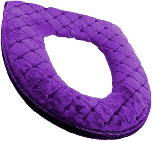 Toilet Seat Cover, Toilet Seat Cushion Warmer Washable Cover Pads with Zipper, Purple