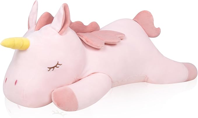 My OLi 18'' Unicorn Stuffed Animal Pillow Plush Toy Cuddle Plushies Stuffed Unicorn Plushie Soft Hugging Pillow Plush Toys Gift for Kids & Adults