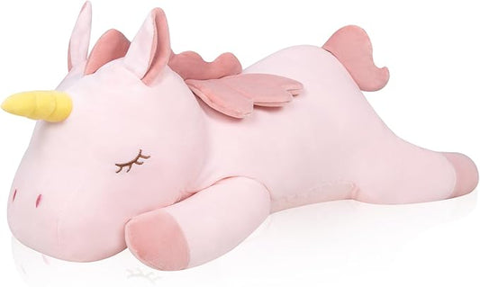 My OLi 18'' Unicorn Stuffed Animal Pillow Plush Toy Cuddle Plushies Stuffed Unicorn Plushie Soft Hugging Pillow Plush Toys Gift for Kids & Adults