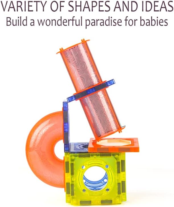 UNIQUE KIDS Magnetic Tiles Building Blocks with Marble Run - Engaging STEM/STEAM Toys for Kids - Educational and Fun - Perfect Christmas and Birthday Gift (150 PCS)