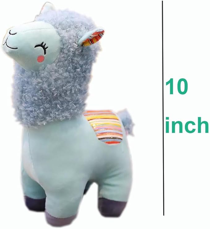 Llama Stuffed Animal Cute Alpaca Plush Toy 10 inch for Girls Boys (Alpaca yinghua Blue)