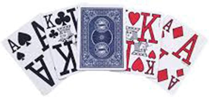Bicycle Large Print Bridge Size Playing Cards - Easy-to-Read Deck for Seniors - Red or Blue