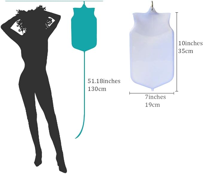 Silicone Enema Bag Kit for Colon Cleansing | 2 Quart Open Top Enema Bag with Silicone Hose - Reusable Home Coffee Water Colon Cleansing Enema Kit
