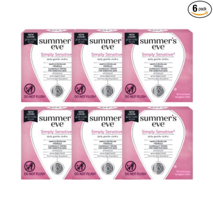Summers Eve Cleansing Cloths 16 Count Simple Sensitive (6 Pack)