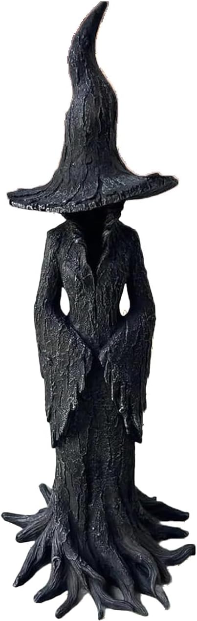 Cracker Barrel Tree Witch Statue – Halloween Resin Figurine | Retro Magician Decor | Dark Fantasy Ornament | Nib Festival Collectible (Witch 8in)