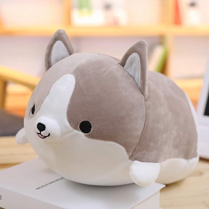 Corgi Dog Plush Pillow, Cute Shiba Inu Corgi Butt Stuffed Animal Toys Gifts for Bed, Valentine, Kids Birthday, Christmas (Gray, 17.3inch)