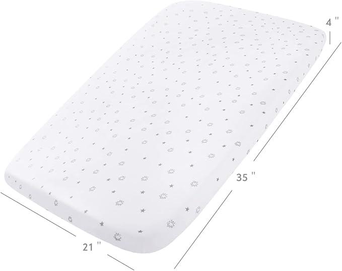 Bassinet Sheets Compatible with AMKE 3 in 1 (35" x 21"), Besrey, Miliard, GoFirst, Li’l Pengyu, Foalom, YADAQE, Baby Joy, TCBunny, yamesmile Bassinet, Ultra Soft & Super Stretchy, Grey & White Star