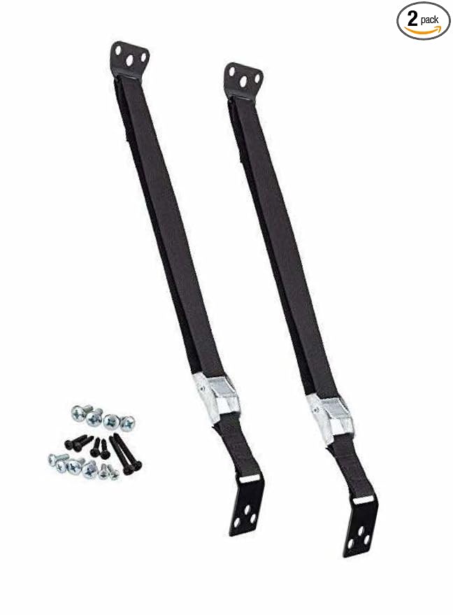 Safety Innovations Heavy Duty TV and Furniture Straps - Baby Proofing Anti Tip Straps for Child and Baby Safety - Expert Designed Strap Anchors Furniture to Walls to Prevent Tip-Overs 2Pk (Black)