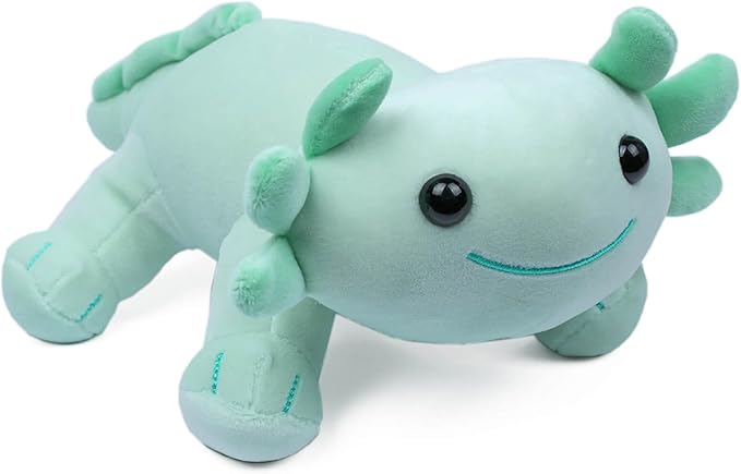 Axolotl Plush Toy, 10.8” Soft Cute Axolotl Stuffed Cotton Plush Pillow Kawaii Salamander Animal for Boys Girls Kids Gift (Green)