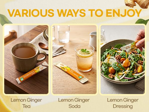 [14 Sticks] Organic 100% Pure NFC Lemon Ginger Juice Sticks – 15g Each – Balanced 50/50 Blend, Cold Pressed, Non-GMO, No Sugar Added