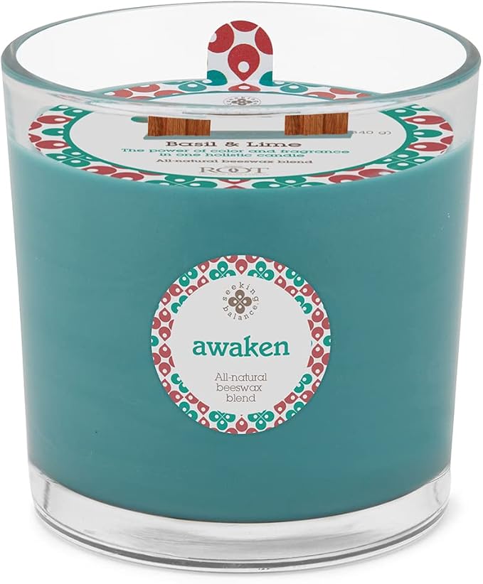 Root Candles Seeking Balance Wood Wick Spa Candle Aromatherapy Candles, 12-Ounce, Awaken: Basil & Lime