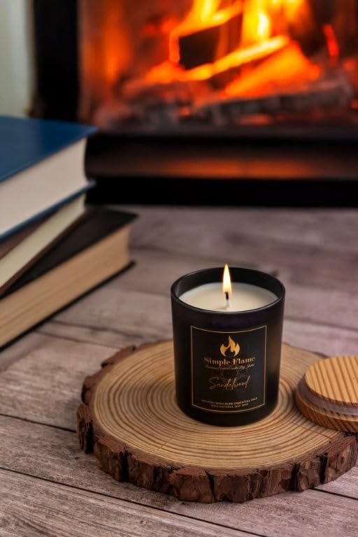 Cedar Musk & Lavender Luxurious Scented Jar Candle | 13 oz - 3.8-Inch height | 100% Natural Soy Wax | Aromatherapy | 35-40 Hours Burn Time | Non-toxic | Essential Oils Candle | Black Jar | Handcrafted