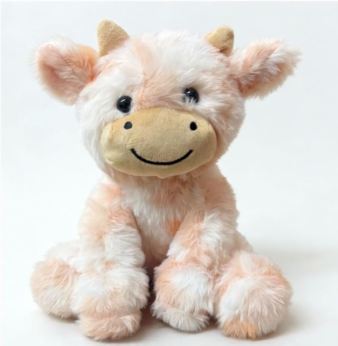 Cute Cow Plush Stuffed Animal Doll Toy 8 inch for Girls Boys (sit Cow CAI Orange)