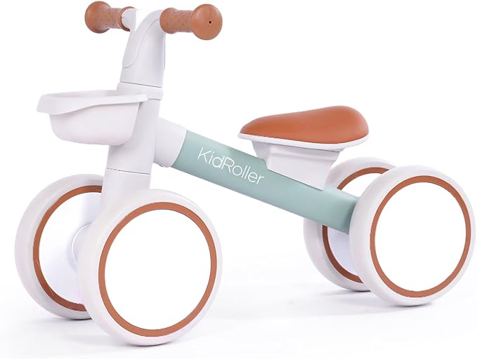 Kid's Balance Bikes for 1 Year Old Boys and Girls, 12-36 Months Toddler Ride-on with Adjustable Seat and a Front Basket, First Birthday Gifts (Green)
