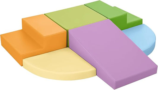 TODIBY 6-Piece Foam Climbing Blocks for Toddlers: Baby Foam Climbing Gym PU Leather Colorful Indoor Toy Building Blocks