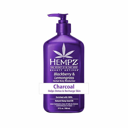 Hempz Blackberry & Lemongrass Herbal Body Moisturizer for Women, 17 Fl. oz. - Moisturizing Lotion with 100% Pure Hemp Seed Oil, Charcoal, Shea Butter - Hydrating Vegan Lotion for Dry Skin