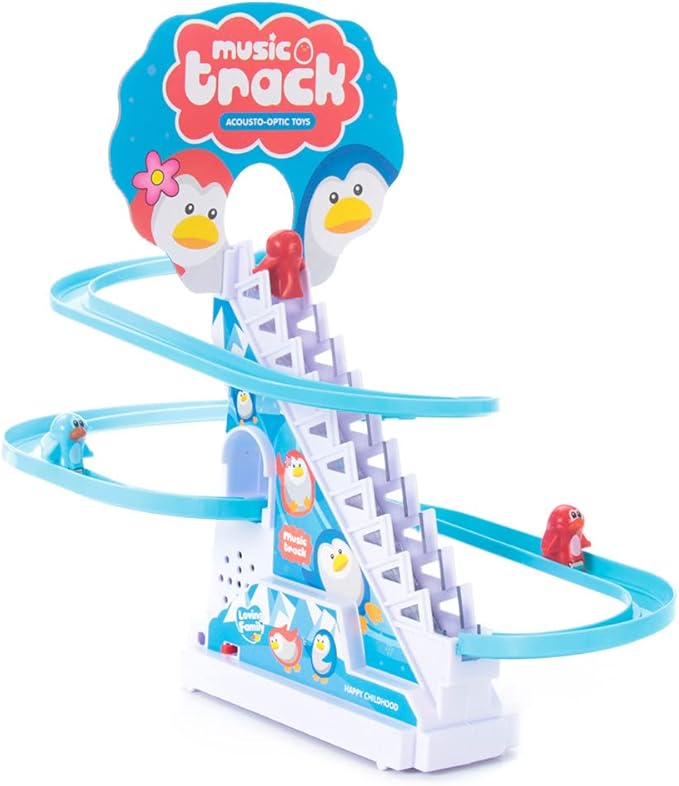 Penguin Slide Toy Set, Automatic Climbing Stairs with Music & Lights, Interactive Educational Playset for Boys Girls, Birthday Gift Idea (Penguin)