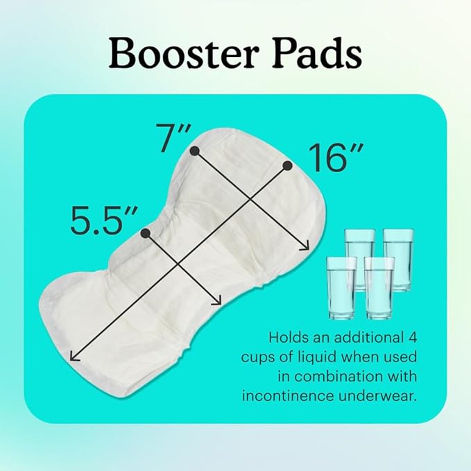 Because Overnight Booster Pads Fit All Adult Diapers, Helps Keep Your Adult Diaper Active All Night, Adds 4 Cups to Incontinence Underwear, Extra Absorbency, 22 Count (Packaging May Vary)