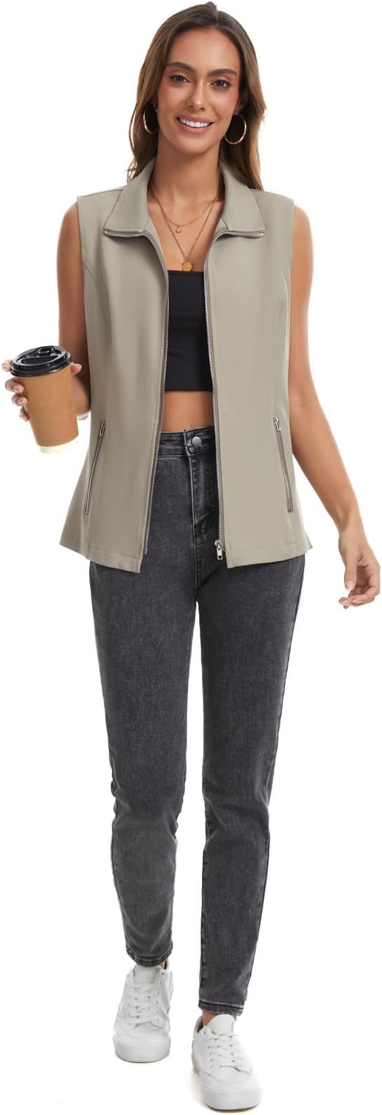 MISS MOLY Women's Lightweight Vest Casual Zip Up Utility Vest Hiking Golf Sleeveless Jackets with Pockets