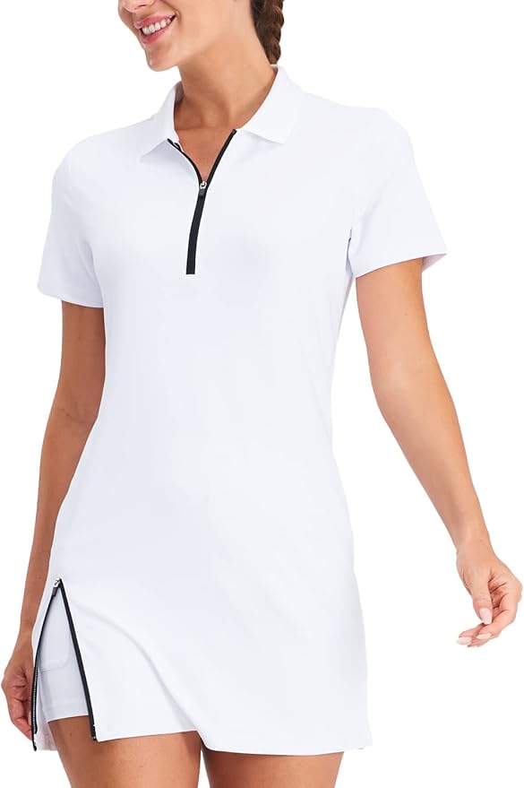 Hiverlay Tennis Dress Golf Dresses for Women with Built in Shorts | Polo Dress, Golf Outfit, 2 Pockets, UPF 50+ Pickball Hiking Workout Active Athletic Dresses,Summer Gym