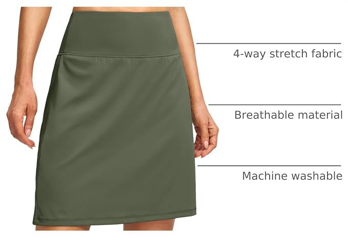 G Gradual 19" Skorts for Woman with Pockets High Waist Golf Skirt | Lightweight, Stretchy, Breathable, Tummy Control, Built-in Shorts, Athletic, Tennis, Pickleball, Casual Summer