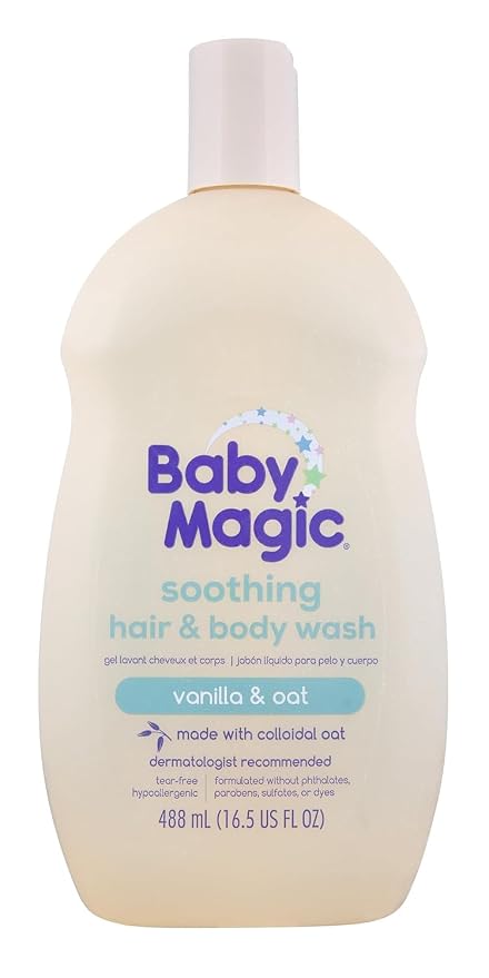 Baby Magic Soothing Hair & Body Wash, Vanilla & Oat, Soothes and Cleanses, Specially Formulated for Baby's Delicate Skin, Tear Free, Hypoallergenic, Dermatologist Recommended, 16.5 Fl Oz