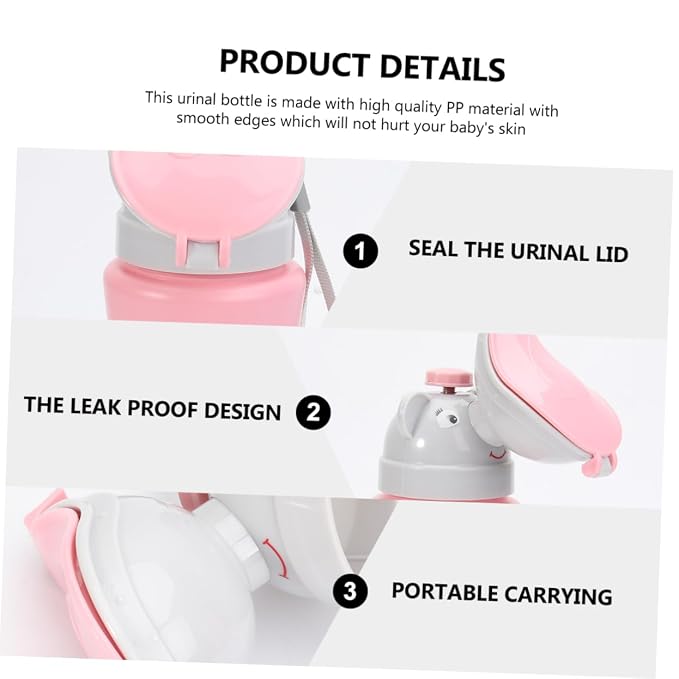 SHOWERORO Lightweight and Girls Urinal Portable Urinal Bottle for Boy Girl Seamless Travel Potty