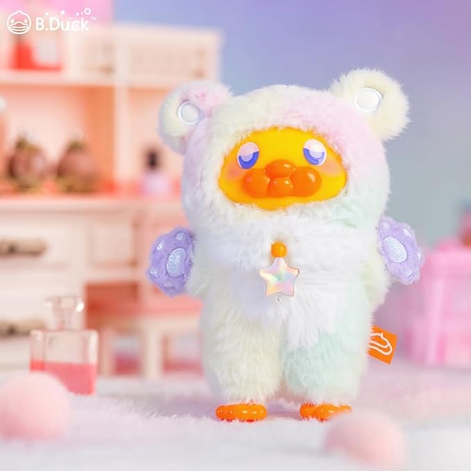 B.Duck Plush Blind Box Hugging Bear Series Cute Duck Vinyl Plush Keychain Figures, Scented Collectible Toys with Surprise Characters, Standing Design for Desk Décor, Gifts (Single Box)