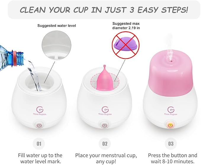 ROSA RUGOSA Menstrual Cups + Steamer Bundle - All You Need to Start Your Menstrual Cup Journey! - Feminine Hygiene - Leak-Free - up to 99.9%