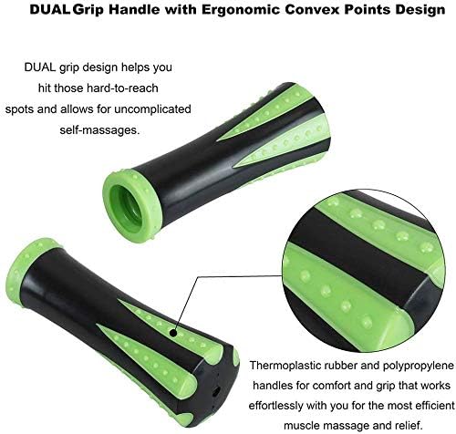 YANSYI Professional 9-Roller Deep Tissue Massage Stick - Portable Muscle Recovery Roller for Athletes, Relieves Post-Workout Soreness & Leg/Back Pain - Portable Physio Tool (Green)