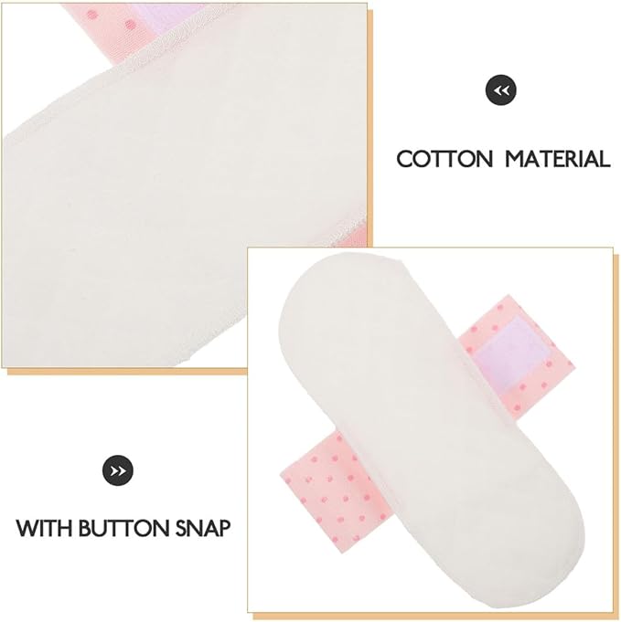 UPKOCH Reusable Cotton Menstrual Pads 4pcs Washable Cloth Panty Liners Soft Breathable 21cm Waterproof Protection for Pregnancy Postpartum Feminine Care